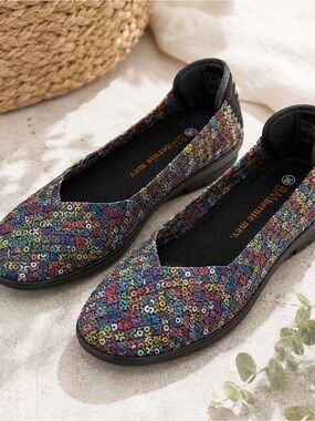 Bernie Mev Catwalk Woven Stretch Ballet Flats Multicolor EU 38 US 7.5-8 NWT